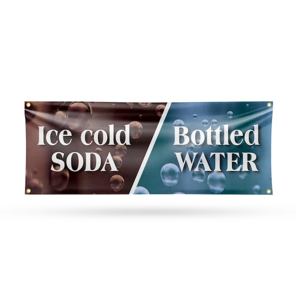 Signmission Ice Cold Soda & Bottled, 18 Inch x 48 Inch, Vinyl Banner B-30701 - main