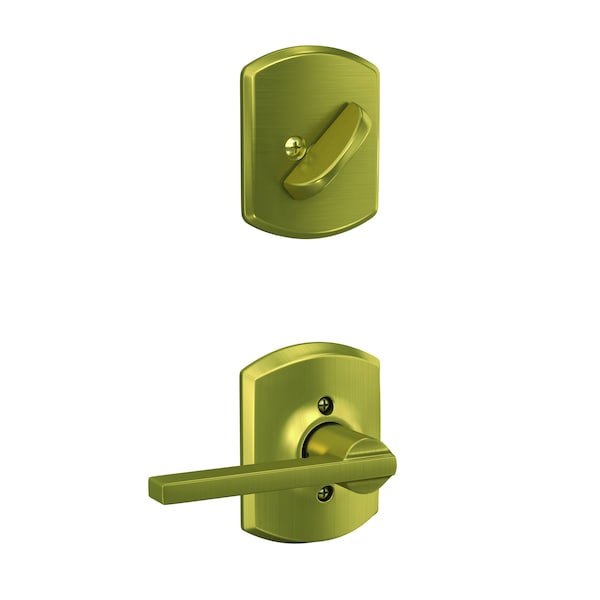 Schlage Residential Latitude Lever with Greenwich Rose Interior Active Trim with 12326 Latch and 10269 Strikes F59LAT608GRW - main