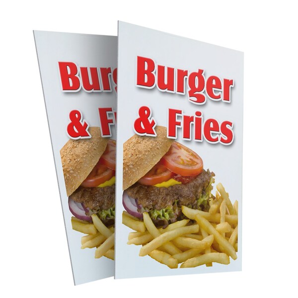 Signmission Burger & Fries, Plastic Signs Only 24 Inch x 36 Inch, Corrugated Plastic, 2PK CSB-2436-2PACK-Burger & Fries - main