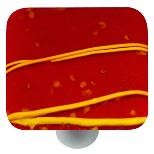 Towels Usa Mardi Gras Yellow with Red Square Glass Cabinet Knob - Aluminum Post TO2522008 - main