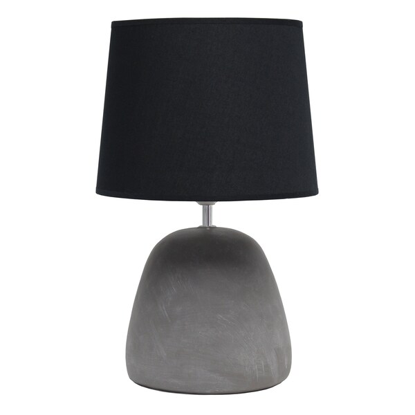 Homeroots 17" Gray Concrete Round Table Lamp With Black Drum Shade 643261 - main