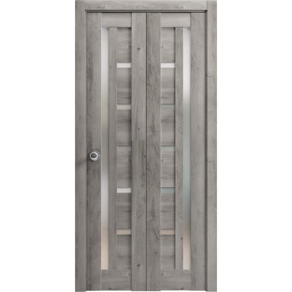 Sartodoors Sliding Closet Bi-fold Doors Grey Solid Core Modern Interior QUADRO4088BF-NEB-72 x 84 (2* 36x84) - main