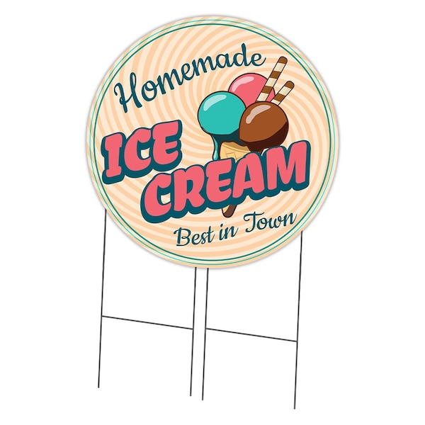 Signmission Market Homemade Ice Cream Double Sided Corrugated Plastic Circle Yard, 36-CIR-WS-Homemade Ice Cream C-36-CIR-DS-WS-Homemade Ice Cream - main