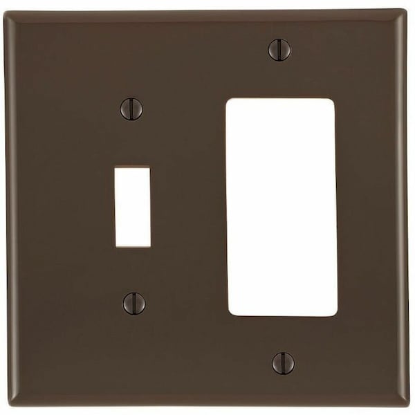 Leviton Combination Wallplate, Midway Size, Gang 2, Brown PJ126 - main