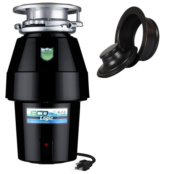 Eco Logic 1/2 HP Continuous Feed Garbage Disposal with Oil Rubbed Bronze Sink Flange 10-US-EL-7-DS-3B-ORB - main