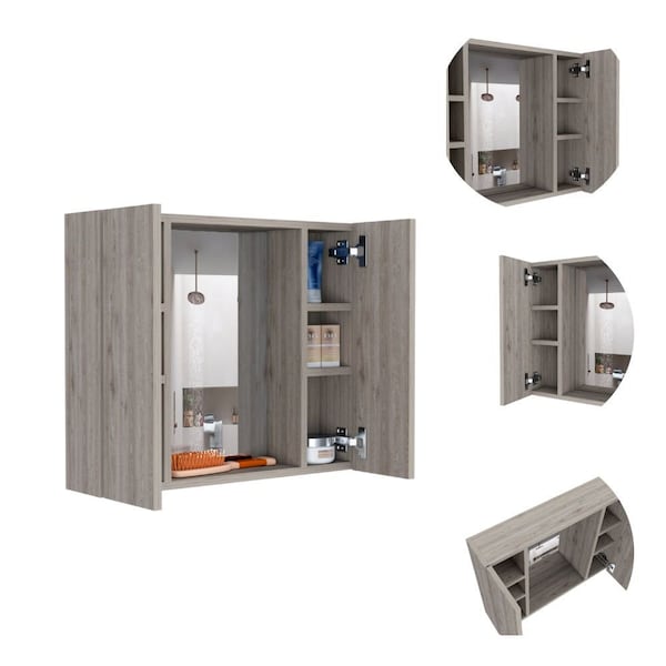 Homeroots 24" Light And Grey Standard Accent Cabinet With Five Shelves 477611 - main