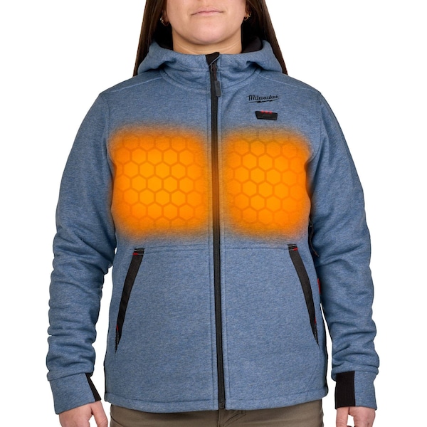 Milwaukee Tool Women's Heated Hoodie, Up to 8 hours Time, Zipper Closure, Blue, Size 2XL F200U-212X - main
