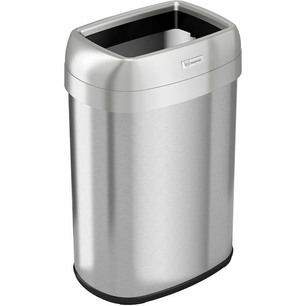 Hls Commercial 13 gal Oval Trash Can, Silver, Open Top, Stainless Steel, 11.5 in HLS13STV - main