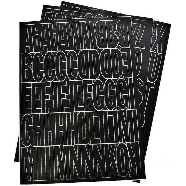 Hy-Ko DieCut Number and Letter Set, 2 in H Character, Black Character, Black Background, Vinyl 30034 - main