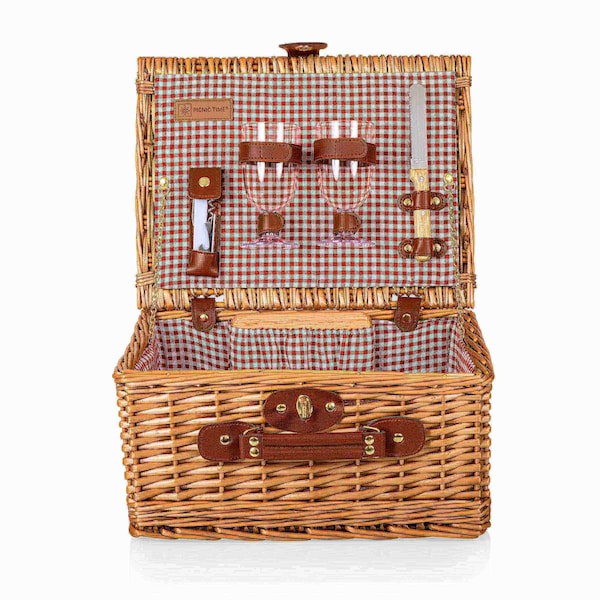 Picnic Time Family Of Brands Classic Wine & Cheese Picnic Basket, Red & White Gingham Pattern 205-19-300-000-0 - main