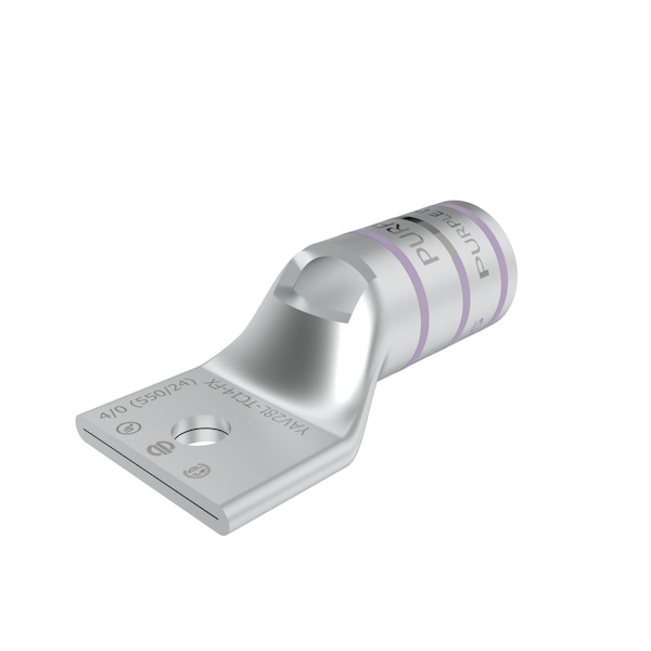 Burndy One-Hole Compression Lug, 4/0 AWG Max, Standard Barrel, Copper, Purple YAV28LTC14FX - main