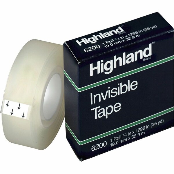3M Invisible Tape, Mending, 0.75 in Wx36 yd L 6200341296 - main
