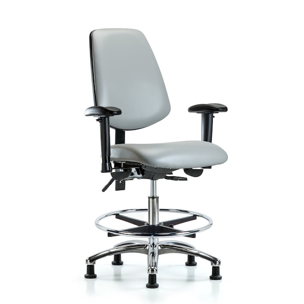 Blue Ridge Ergonomics Bench Chair, Vinyl, Med, Bk, CF, Glds, Dov, 6-Way Adjustable, 22" to 29" Height, Dove BR-VMBCH-MB-CR-T1-A1-CF-RG-8567 - main