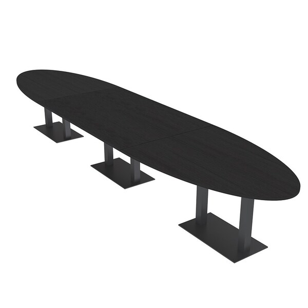 Skutchi Designs Oval Conference Table With Power Unit, 48 in W, 192 in L, Black HAR-OVL-48X192-DOU.BK-U999ST19-NA - main