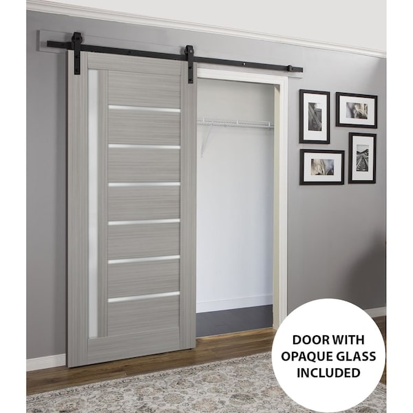 Sartodoors Barn Interior Door, 18" x 80", Gray QUADRO4088BD-B-SSS-18 - main
