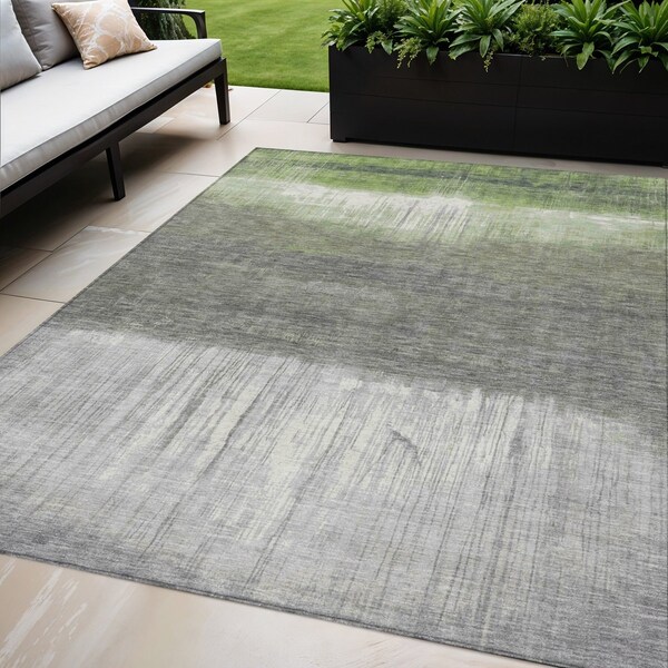 Homeroots 5' X 8' Fern Green And Gray Abstract Washable Indoor Outdoor Area Rug 632048 - main