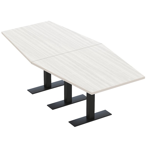 Skutchi Designs 8ft Hexagon Conference Table With Power | Harmony Series | 8 Person Meeting Room Table HAR-HEX.IR-48X96-T.BK-WA7976-NA - main