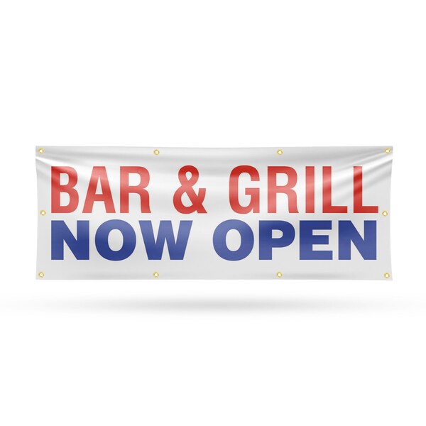 Signmission Bar and Grill Now Open, 36 Inch x 96 Inch, Vinyl Banner B-96-30478 - main