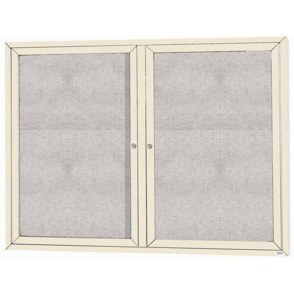 Aarco Outdoor Illuminated Enclosed Bulletin Board w/ Al Frame, Powder Coated Ivory, 48''Hx60''W ODCC4860RIIV - main