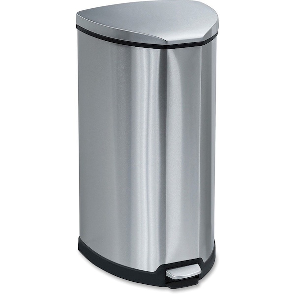 Safco 10 gal. Stainless Steel Half-Round Wastebasket, Silver 9687SS - main