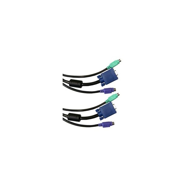 Cable Wholesale KVM Cable, Black, SVGA and 2 PS/2, HD15 Male and 2 x MiniDin6 Male, 6 foot 10H1-30106BK - main