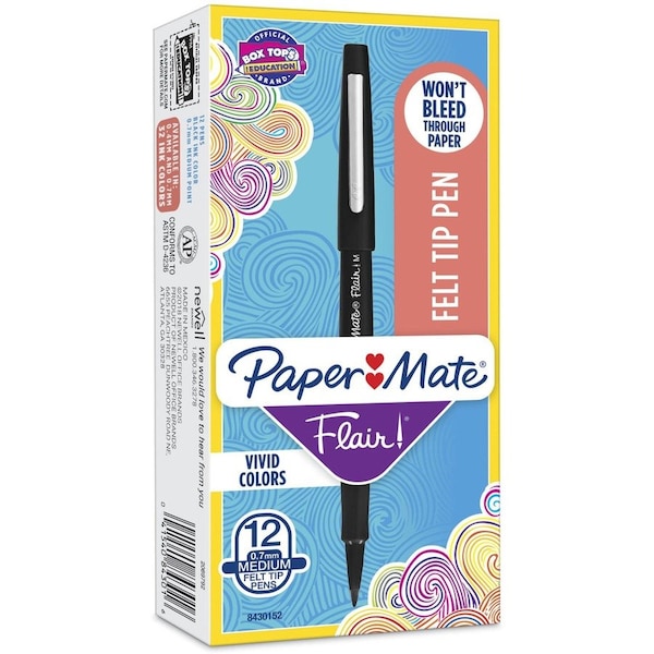 Paper Mate Porous Point Felt Tip Pen, Medium Black PK12 8430152 - main