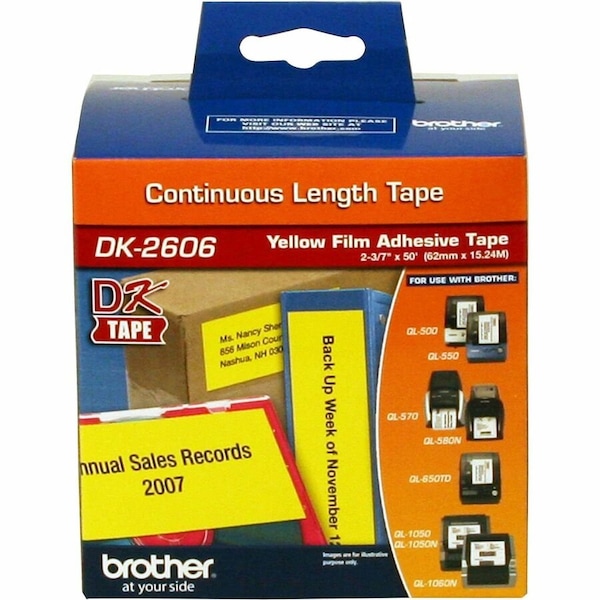 Brother Continuous Label Stock, Yellow, Gloss DK2606 - main