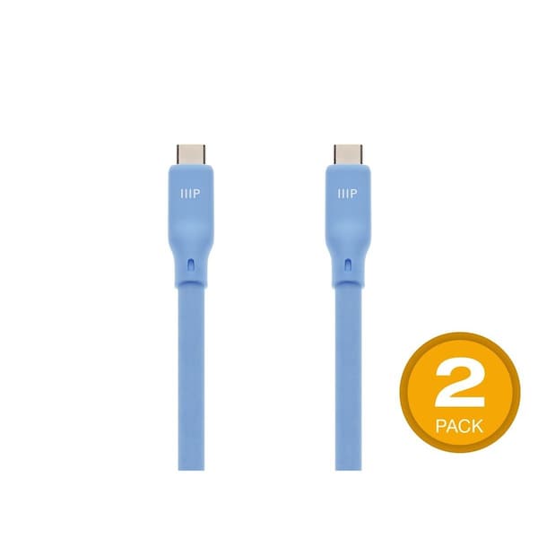 Monoprice USB4 Gen 2 Silicone Cable 6ft Blue, 2PK 48850 - main