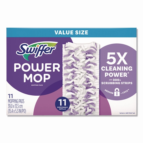 Swiffer PowerMop Mopping Pads, 15.4 x 5.3, White/Purple, 11PK 12868 - main