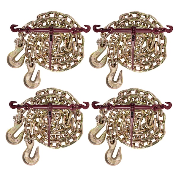 Mytee Products 3/8 16ft G70 Chain 4 and Ratchet Binder Boomer 4 Transport Chains, 4PK 3816CHRBx4 - main