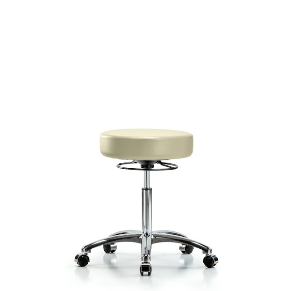 Blue Ridge Ergonomics Bench Stool, Med, Chrom, Vinyl, Castrs, Wht BR-VMBSO-CR-NF-CC-8501 - main