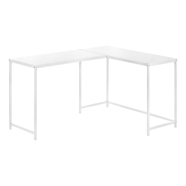 Homeroots 58" White Wood and Metal Corner Computer Desk 489867 - main