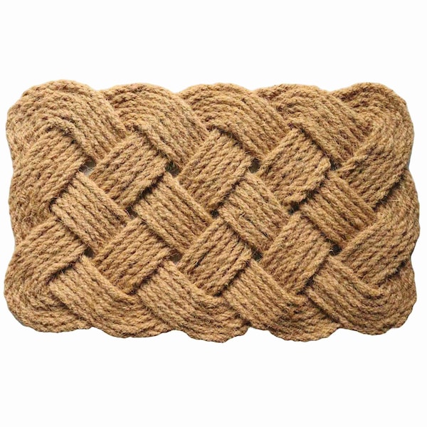 Gardenised Coco Coir Doormat with Woven Rope Design Decorative and Durable, Woven Knot QI004888 - main