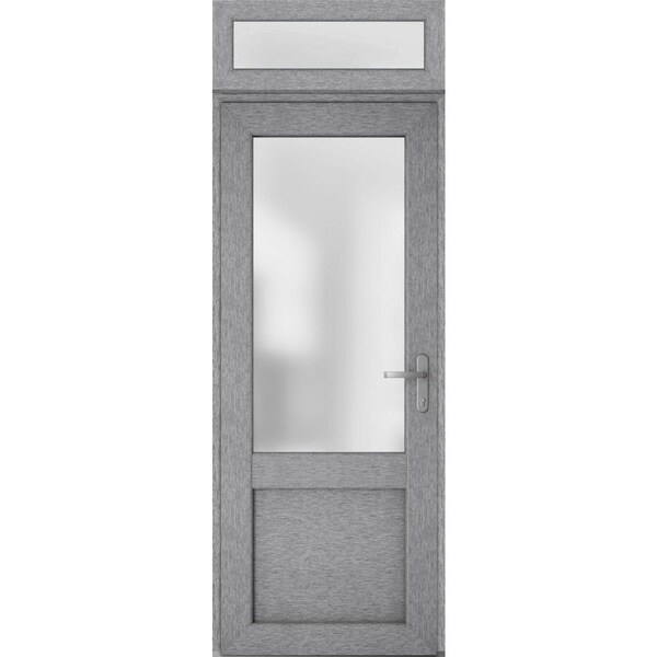 Vdomdoors Front Exterior Prehung FiberGlass Door Frosted Glass / Manux 8422 Grey Ash / Transom Window / Offic MANUX8422EXD-SS-W36 x H80+14-LH - main