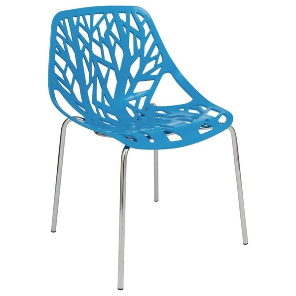 Leisuremod Modern Asbury Dining Chair with Chromed Legs, Blue AC16BU - main