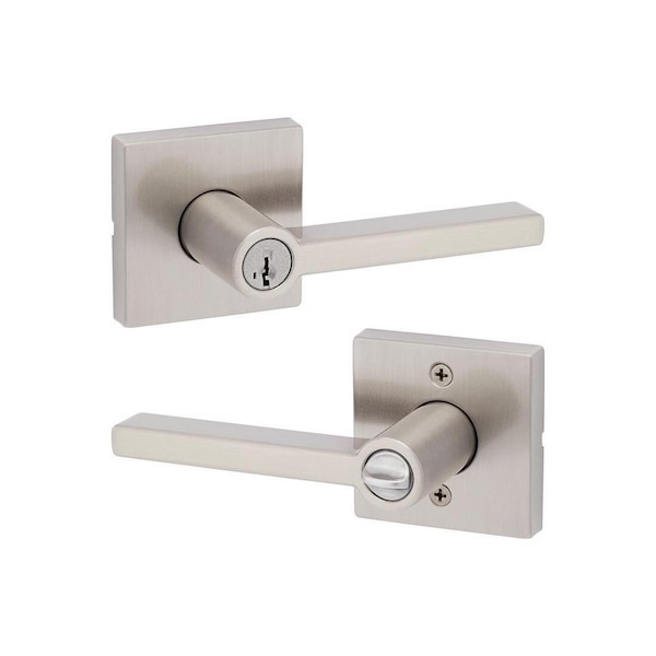 Kwikset Entry Lockset SmartKey Halifax Satin Nickel ANSI/BHMA Grade 2 KW1 1-3/4 Satin Nickel 97402-812 - main