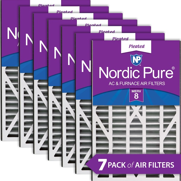 Nordic Pure 16x25x3 Pleated Air Filter, High Capacity, Electrostatically Charged Synthetic Media, MERV 8, 7 PK 16x25x3ABM8-7 - main