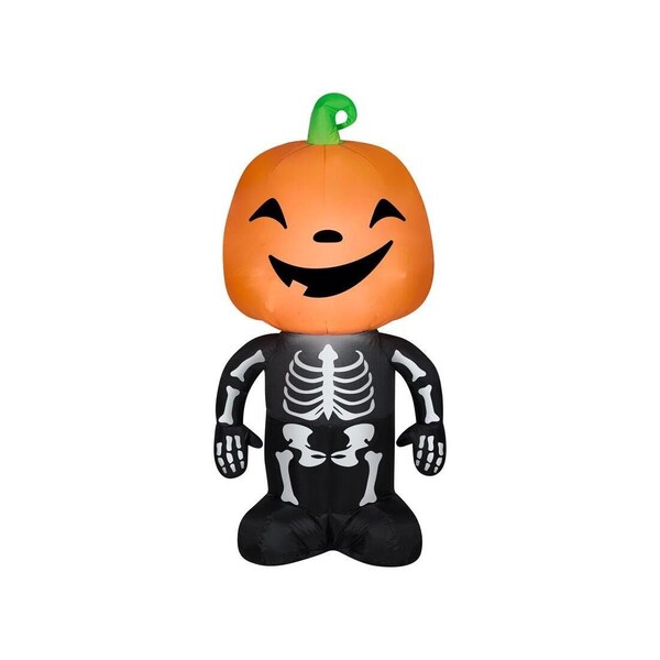 Gemmy Inflatable Airblown 4.5 ft. LED Prelit Pumpkin Boy Skeleton 64929 - main