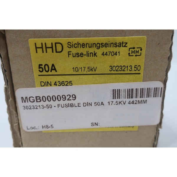 Siba 3023213.50 OTHER FUSE 50A AMP 17.5KV-AC 3023213.5 - main