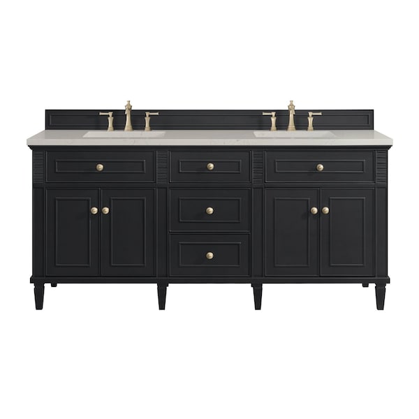 James Martin Vanities Lorelai 72" Double Vanity, Black Onyx, w/ 3 CM Siberian Silestone Top 424-V72-BKO-3SFR - main