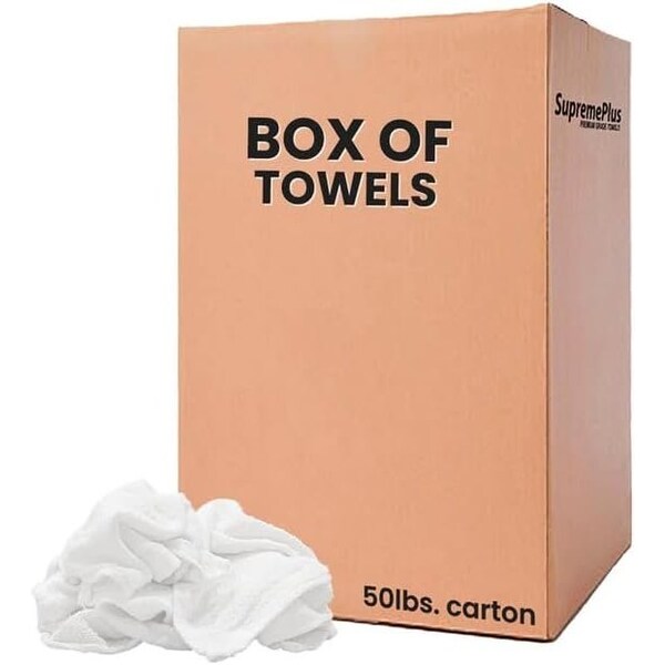 Supremeplus Terry White Bar Towels - 14 in x 17 in to 16 in x 19 in, 50 lbs. Box SP-3364 - main