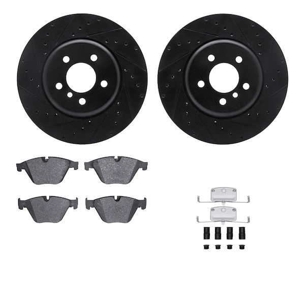 Dynamic Friction Co DFC Rotors-Drilled & Slotted-Black w/ EURO 5000 Ceramic Brake Pads Incl Hdw 8612-31084 - main