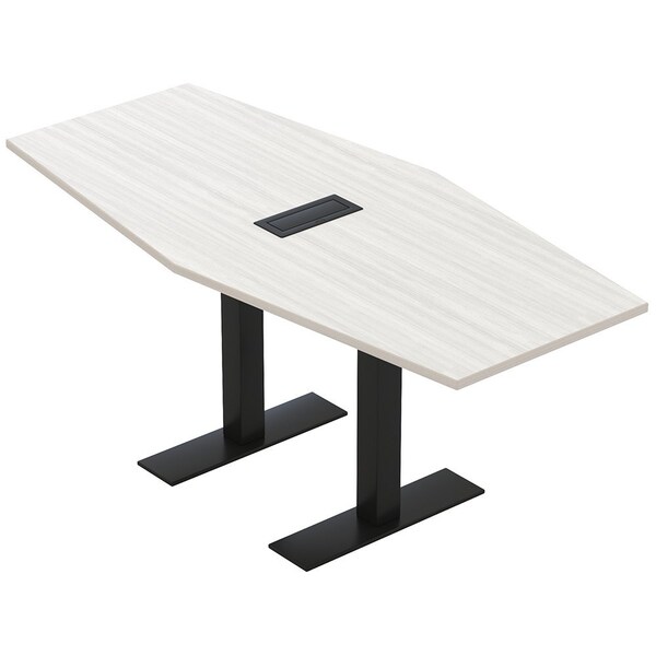Skutchi Designs 6ft Conference Table With Power Unit | 6 Person Modular Hexagon Meeting Table | Harmony Series HAR-HEX.IR-36X72-T.BK-WA7976-EBLK - main
