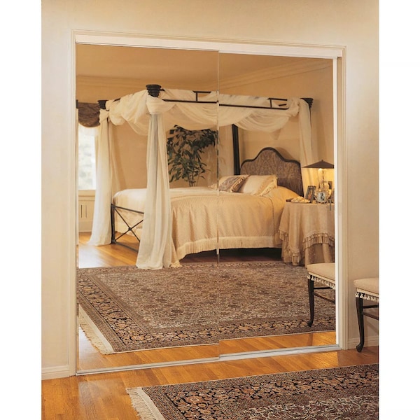 Renin Erias 325 Series 47 In. W. x 80-1/2 In. H. Steel Frameless Mirrored Bypass Door BY320BBWCLE048080 - main