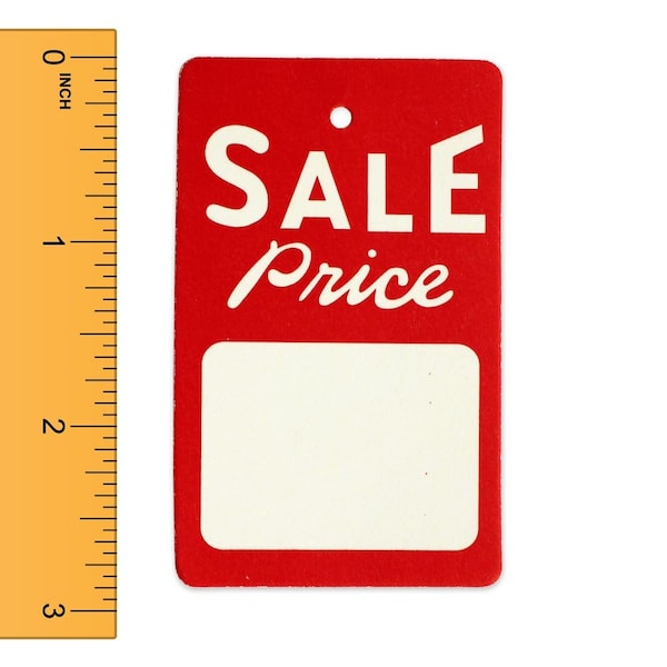 Specialty Store Services Red And White Unstrung Sale Price Tags, 1 3/4 In. W X 2 7/8 In. H 5917 - main
