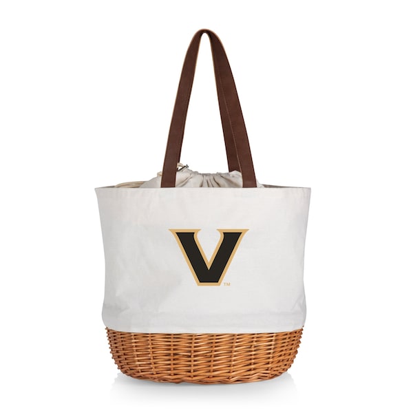Picnic Time Family Of Brands NCAA Vanderbilt Commodores Coronado Canvas and Willow Basket Tote - Picnic Bag 203-00-187-584-0 - main