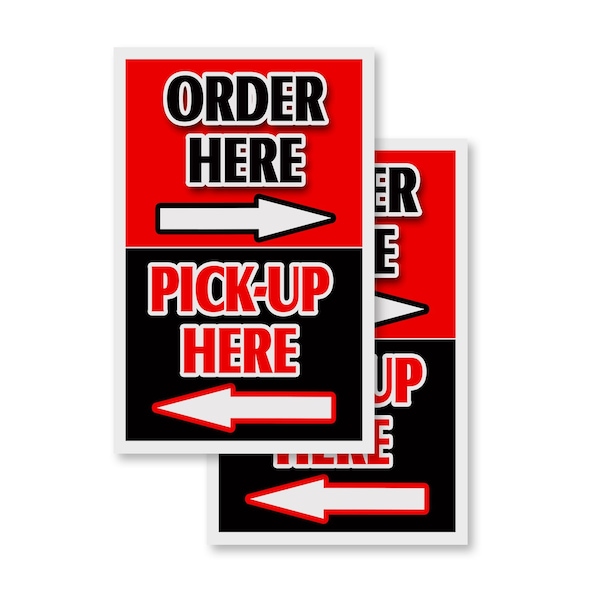 Signmission Order Here Pick Up Here With Arrows, Vinyl Decals Only 24 Inch x 36 Inch, Vinyl Decal, 2PK DSB-2436-2PACK-OrderHerePickUpHereWithAr - main