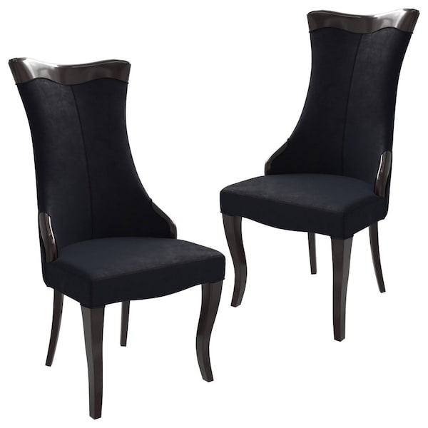 Leisuremod Novara Collection Modern Wooden Dining Chair in Black Velvet, 2PK NC20BLF2 - main
