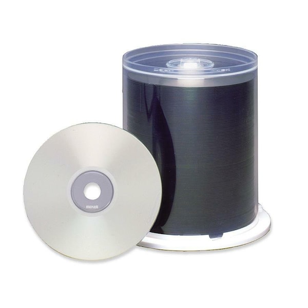 Maxell CD-R Discs, 700MB/80 min, 48x, Spindle, Printable Matte Silver, 100/Pack 648710 - main