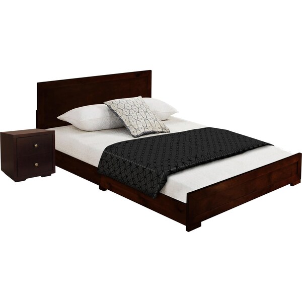 Homeroots Two Piece Espresso Solid and Manufactured Wood Bedroom Set 569374 - main